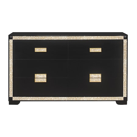 Global Furniture Usa Traditional Glam Glitter Blake Black/Gold Dresser 666